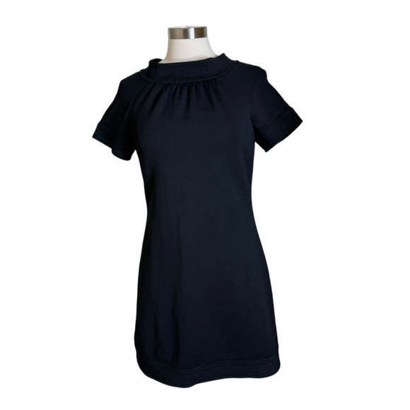 Trina Turk Funnel Neck Short Sleeve Sheath Dress Black Womens Size 4 - Picture 1 of 9